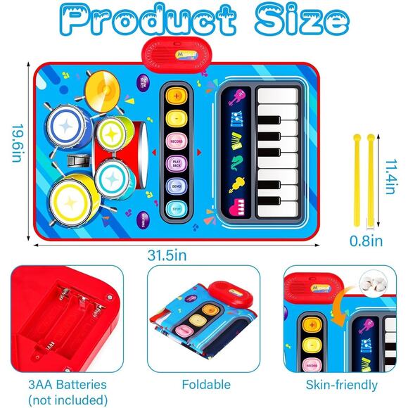 Baby Toys for 1 Year Old Baby Musical Mat Toddler Toys Age Babies Play Mat - Picture 2 of 5